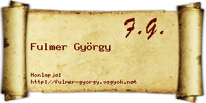 Fulmer György névjegykártya